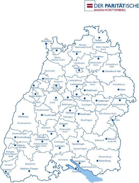 Karte von Baden-Württemberg mit allen Landkreisen