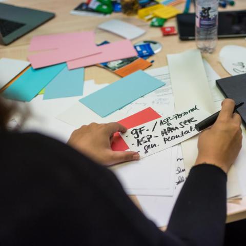 Ideensammlung auf bunten Karten