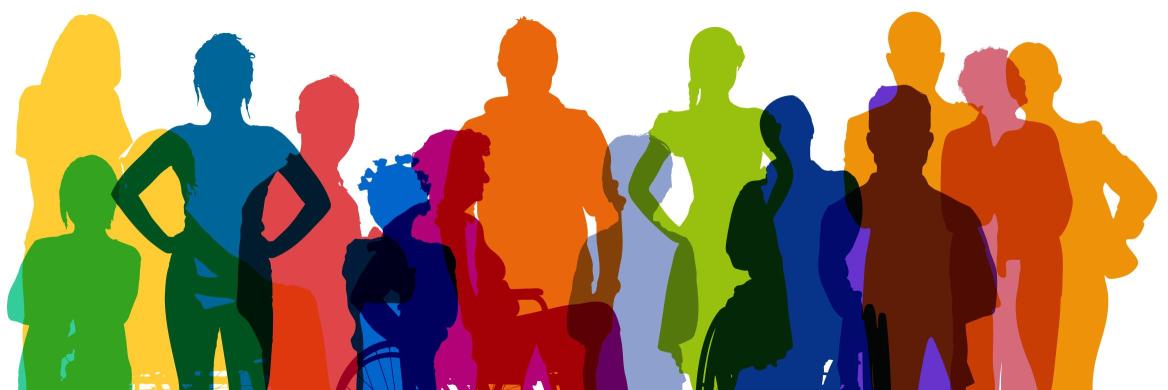 Bunte diverse Menschen als Grafik