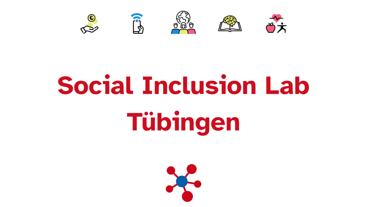 Schriftzug Social Inclusion Lab Tübingen, rote, futuristische Schrift