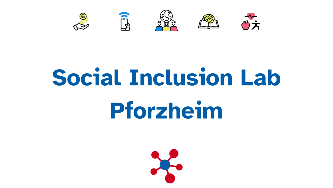 Schrifzug Social Inclusion Lab Pforzheim in blauer Schrift