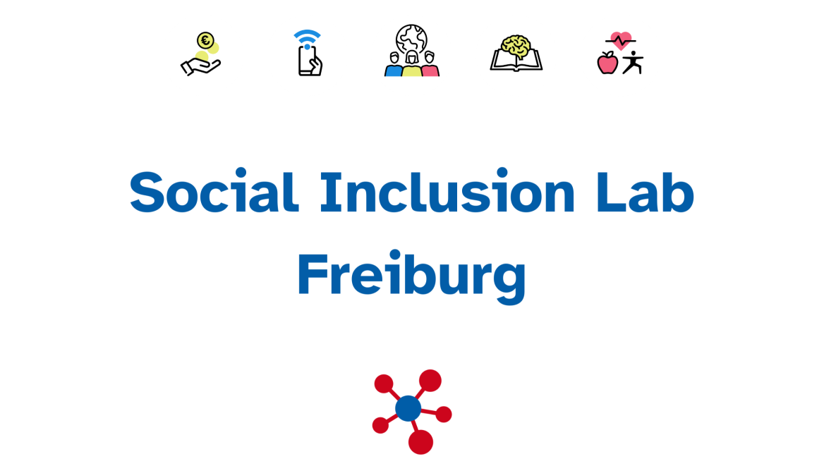 Schriftzug Social Inclusion Lab Freiburg in blauer Schrift