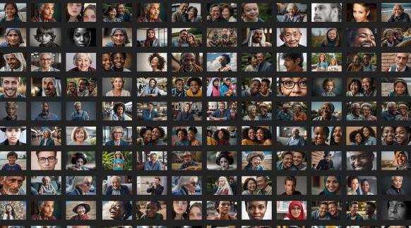 viele Gesichter. KI generiert 