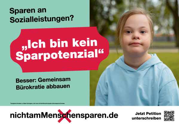 KampagnenMotiv Nicht am Menschen sparen