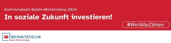 Roter Banner mit weißer Schrift