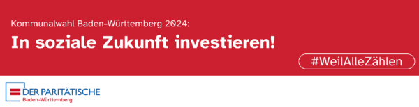 Roter Banner mit weißer Schrift