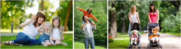 Frauen und ein Mann mit Kindern