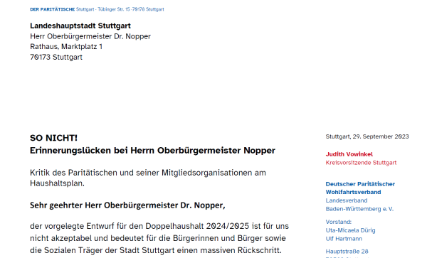 Ausschnitt des offene Briefes