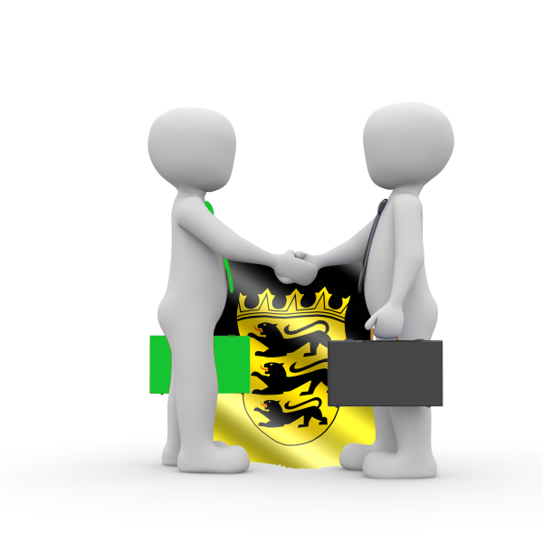 Zwei Männchen mit Fahne