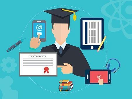 Mann, Handy Tablet und Zeugnis