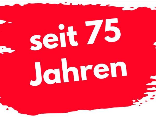 weiße Schrift auf rotem Grund