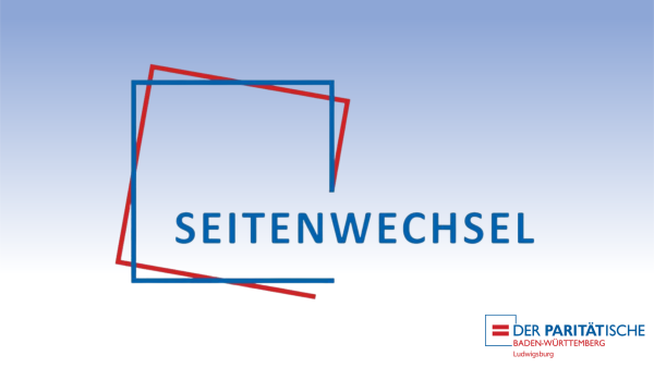 Logo Seitenwechsel auf blauem Hintergrund mit Verlauf